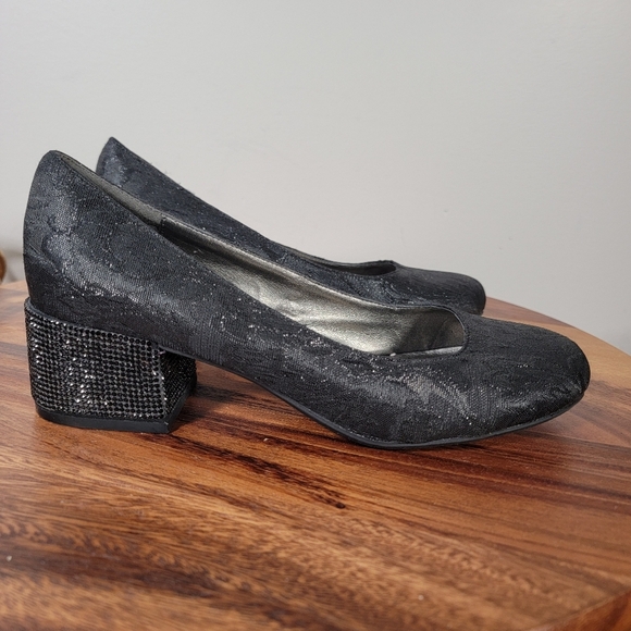 Reaction Kenneth Cole Black Sparkly Shoes Size 7.5 Dress Evening Comfy - Picture 4 of 13